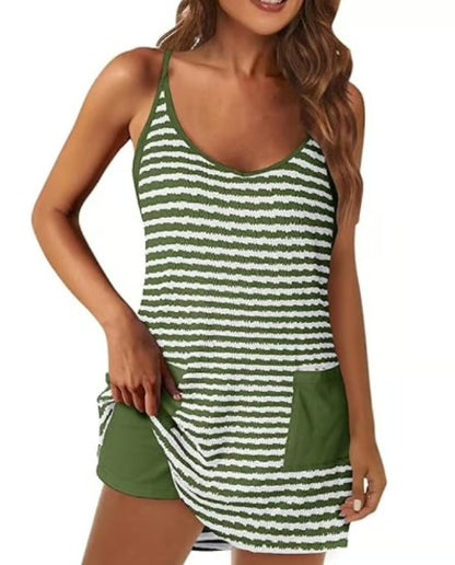 Women's Printed Sling Top One-piece Shorts Jumpsuit Casual Suit